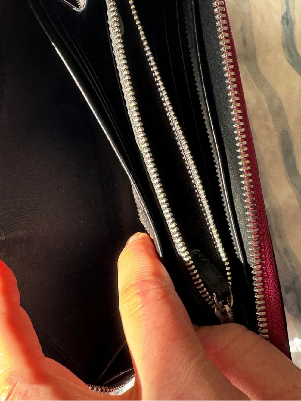MCM Embossed Zip Wallet in Raspberry Red - Picture 6 of 7